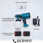 Pistolet à Peinture Sans Fil 21V avec Réservoir 1 L et 2 Batteries – Image 3